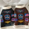 Top Gun Dog Jacket – Faux Leather Aviator Pet Jacket with Patches