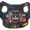 Pet Aviator Denim Dog Jacket – Top Gun Style with Embroidered Patches