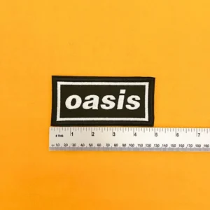 Oasis White on Black Patch – Premium Embroidered Iron On or Sew On